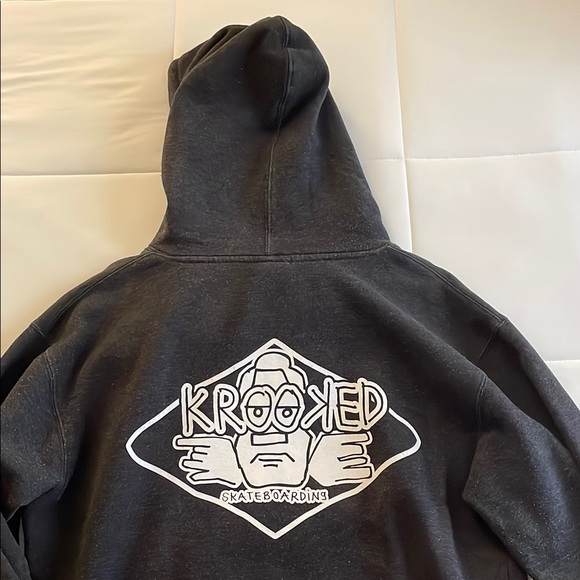 Men's Krooked Skateboarding Black Hoodie Sweater - Picture 1 of 7